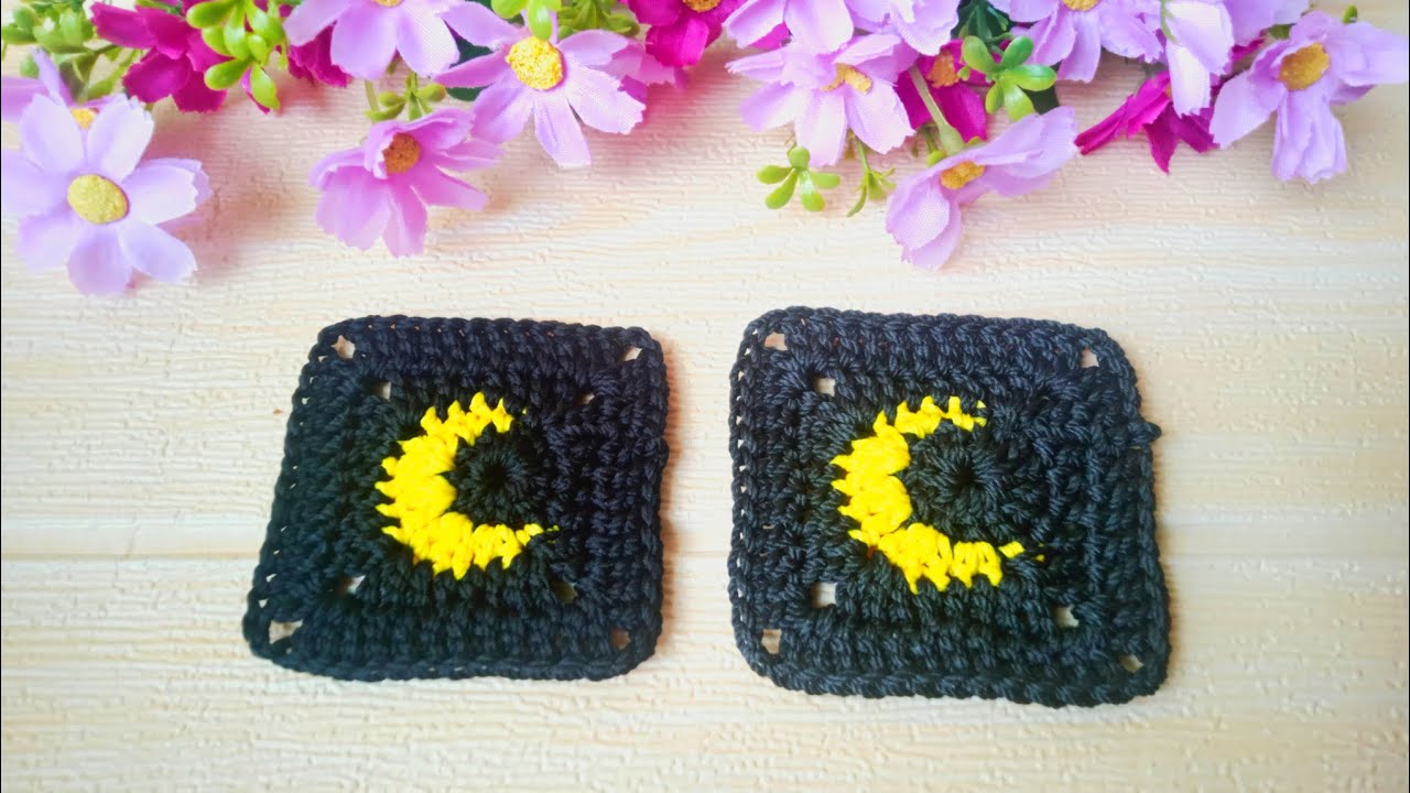 How to Crochet Granny Square Crescent Moon Easy | Granny Square Crochet Tutorial