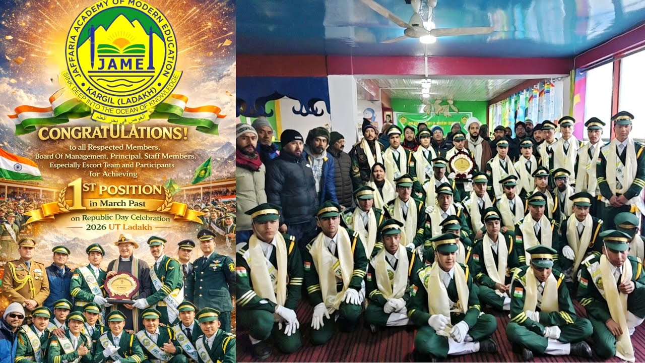 Grand Welcome to JAME Contingent on Securing 1st Position at UT level Republic Day Event2026 #JUIAKL