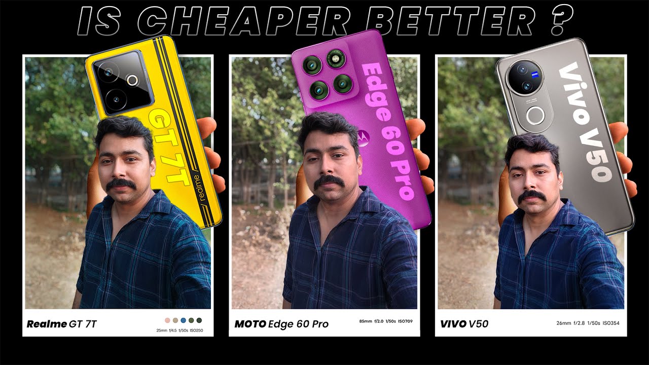 Realme GT 7T vs Moto Edge 60 Pro vs vivo V50 - Camera Comparison Test