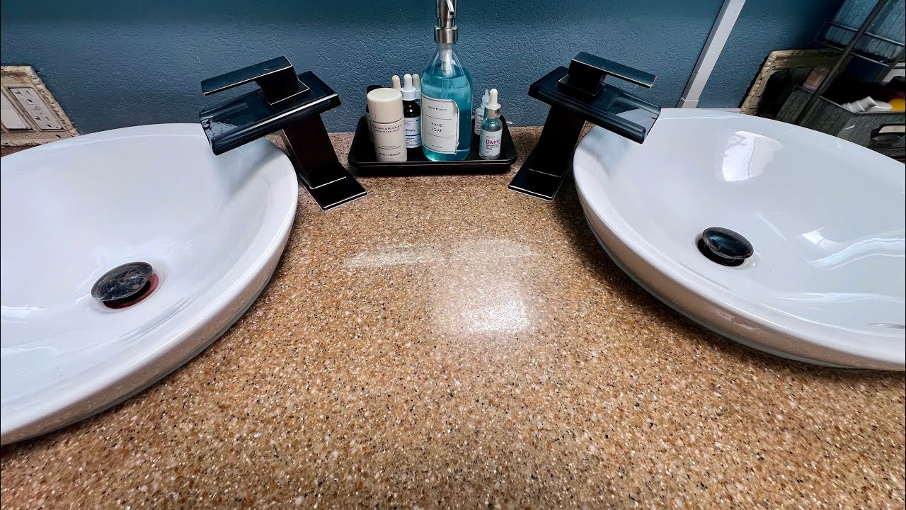 LED Bathroom Faucet, Oil Rubbed Bronze Waterfall Single Hole Handle  for Sinks, Open Glass Spout