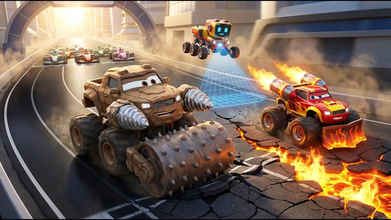 Monster Truck Rescue Patrol Team | Earthquake Race Track Rescue! 🏁 | Kids Cartoons & STEM Adventure