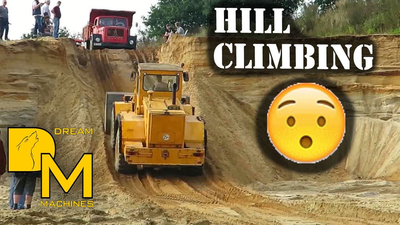 guess which heavy veteran machine makes it uphill in loose ground?