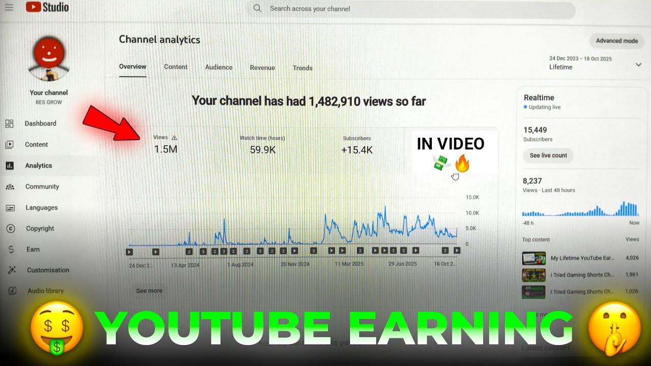 My Lifetime YouTube Earnings Revealed 💰💵 ! How Much YouTube Paid me for 10 Lakhs Views