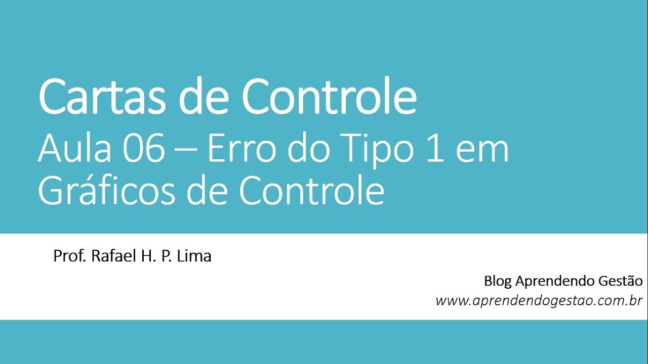 Cartas de Controle (Aula 06) - Análise de Desempenho e a Probabilidade de Erro do Tipo 1