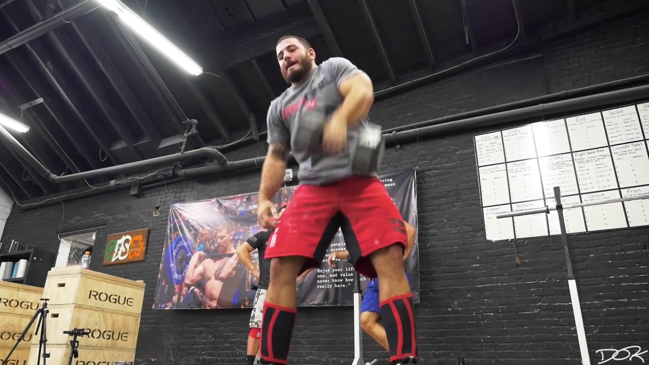 Mat Fraser, World's Fittest Man, Alex Anderson, Nick Paladino doing the dumbbell snatch
