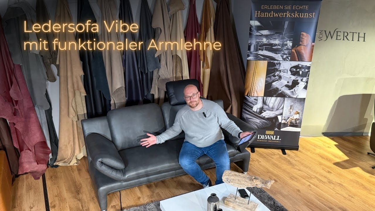 Ledersofa Vibe – modernes Design, funktionale Armlehne und maximaler Komfort | DeWall Design