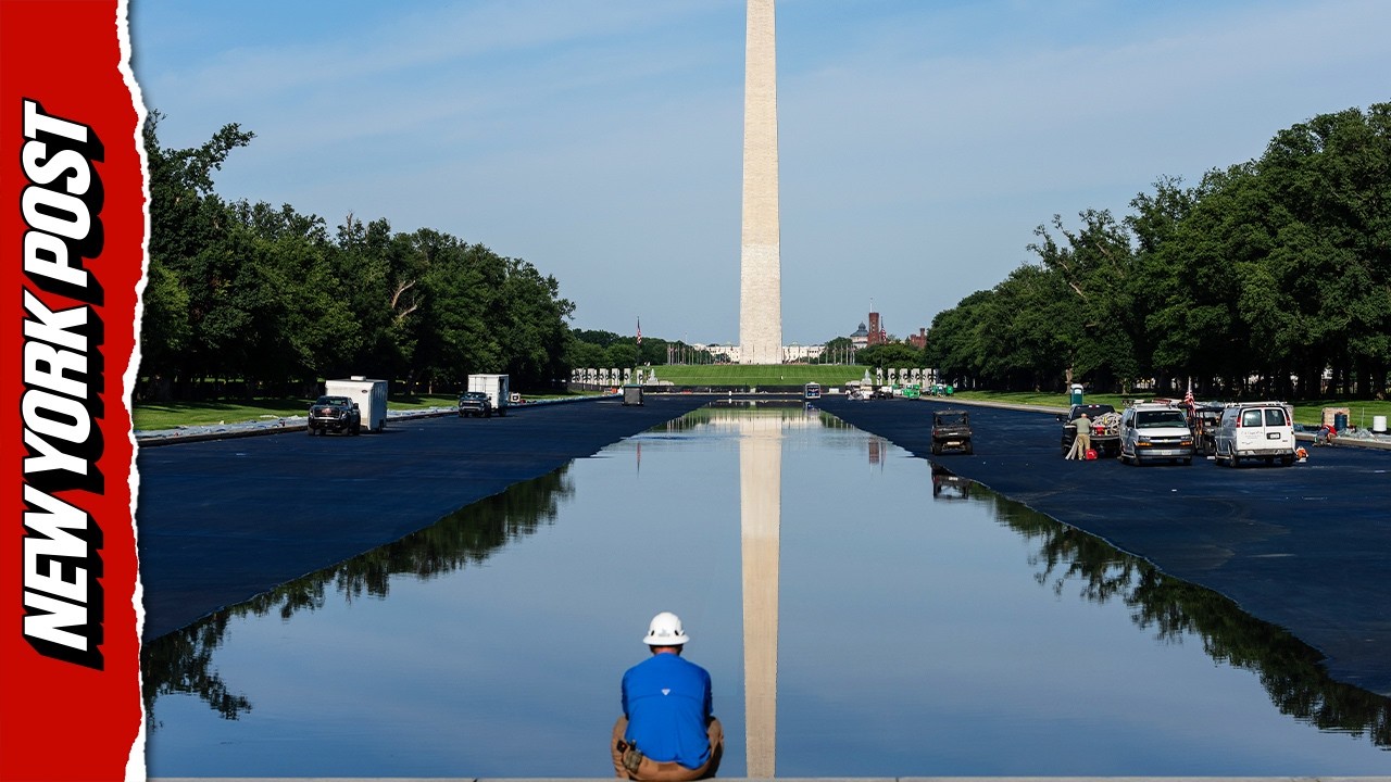 Sunrise On Newly Renovated Reflecting Pool As Water Begins Pouring In