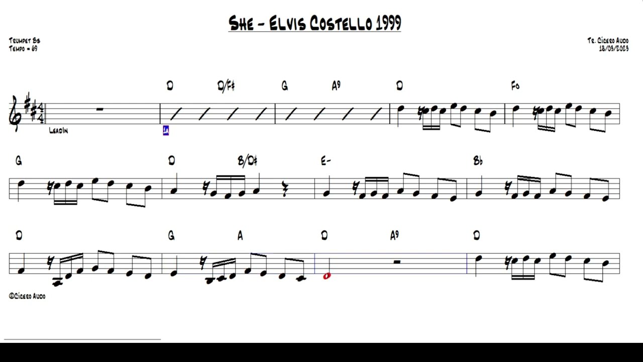 She - Elvis Costello 1999 (Trumpet Bb) [Sheet music]