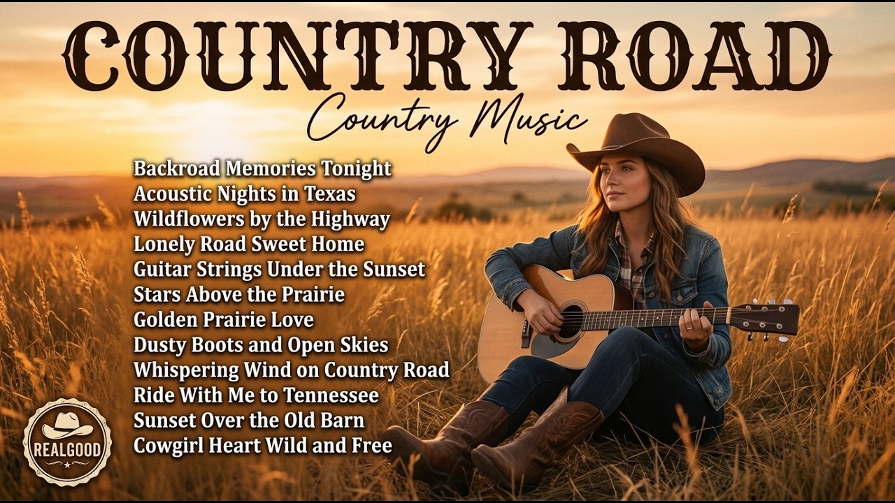 Relaxing Country Road Acoustic 🤠 Peaceful Country Music for Sleep & Stress Relief