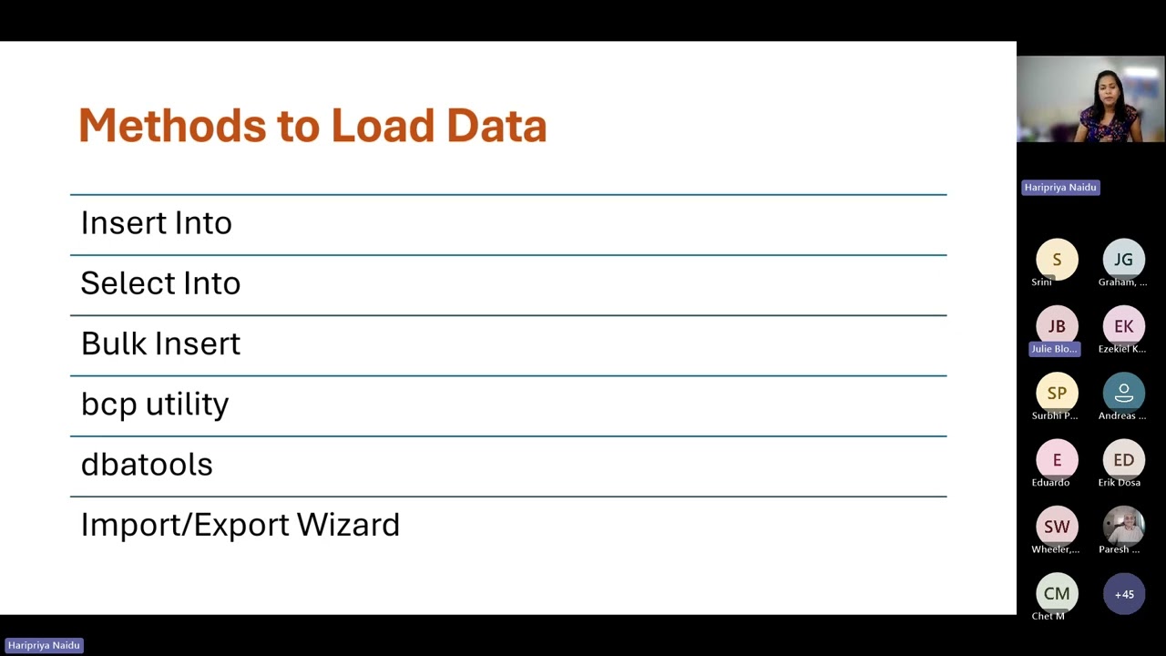Load data faster into SQL Server tables by Haripriya Naidu