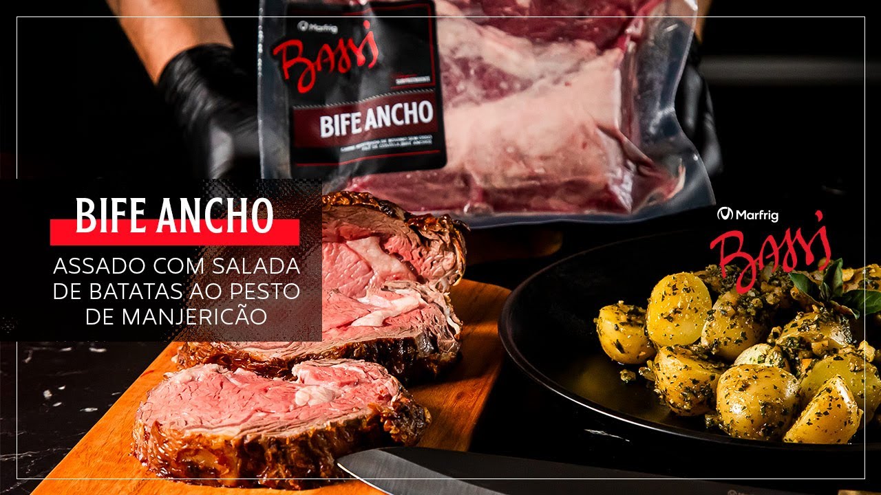 Marfrig Bassi - Receita de Bife Ancho Assado com salada de Batata ao Pesto