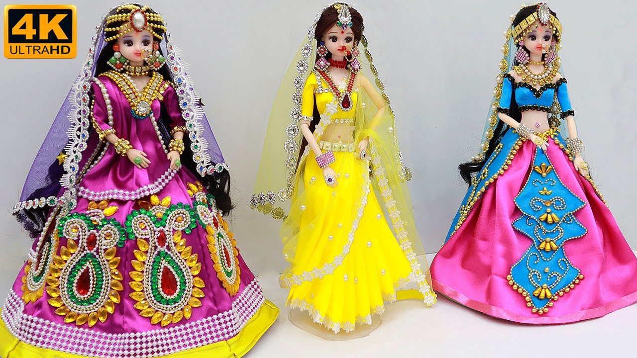 3 South indian bridal dress and Jewellery | Doll Decoration Design 80