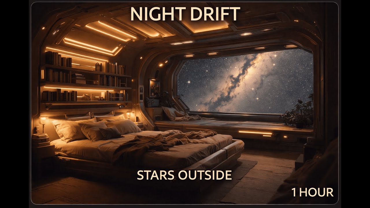 Night Drift — Quiet Cabin, Stars Drifting Outside (1 Hour)