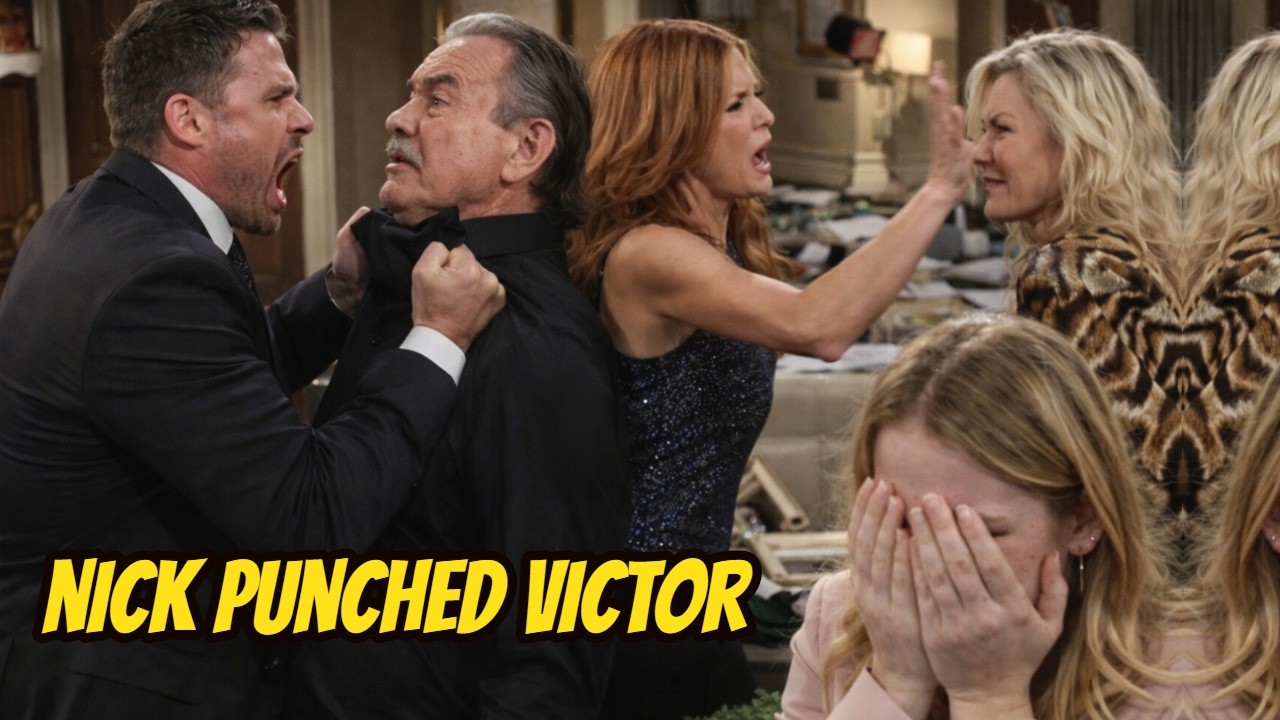 Y&R Nick punches Victor when he discovers the truth - Patty had once tried to assassinate Summer