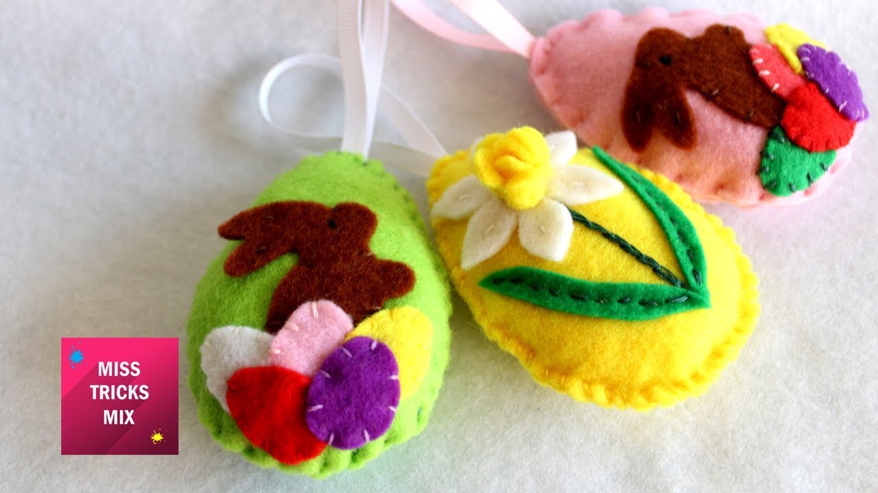 DIY : How to make cute felt Easter egg ornaments / Easter crafts -Part 1
