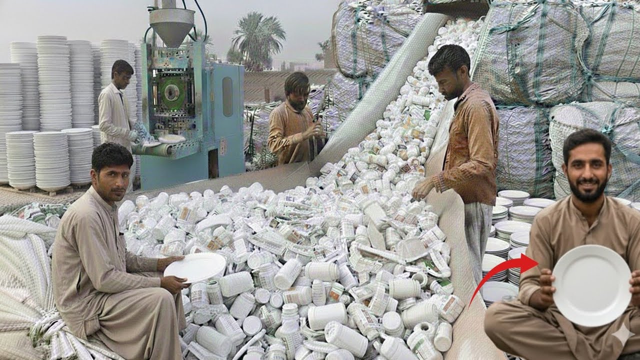 “Recycling White Medicine Bottles Into Solid Plates — Unreal Factory Transformation!”