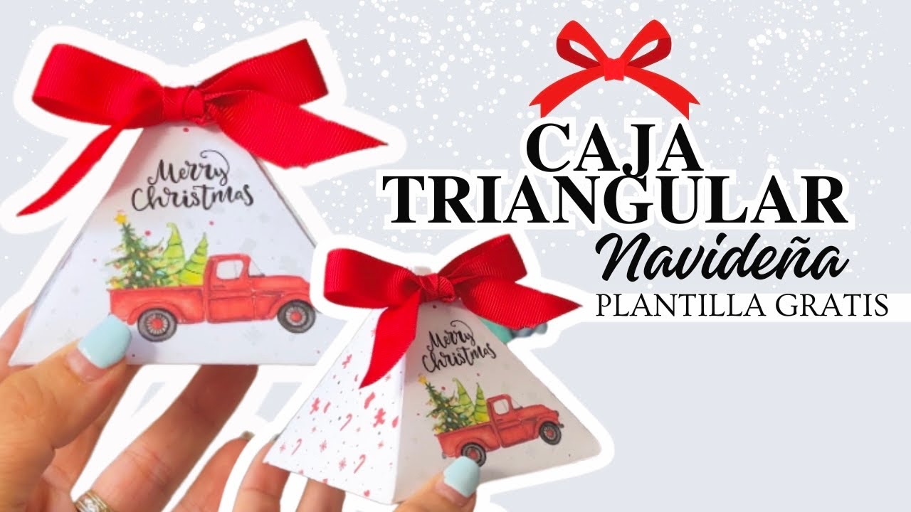 Como hacer caja triangular / DIY easy pyramid gift box / paper craft / caja navideña para regalo