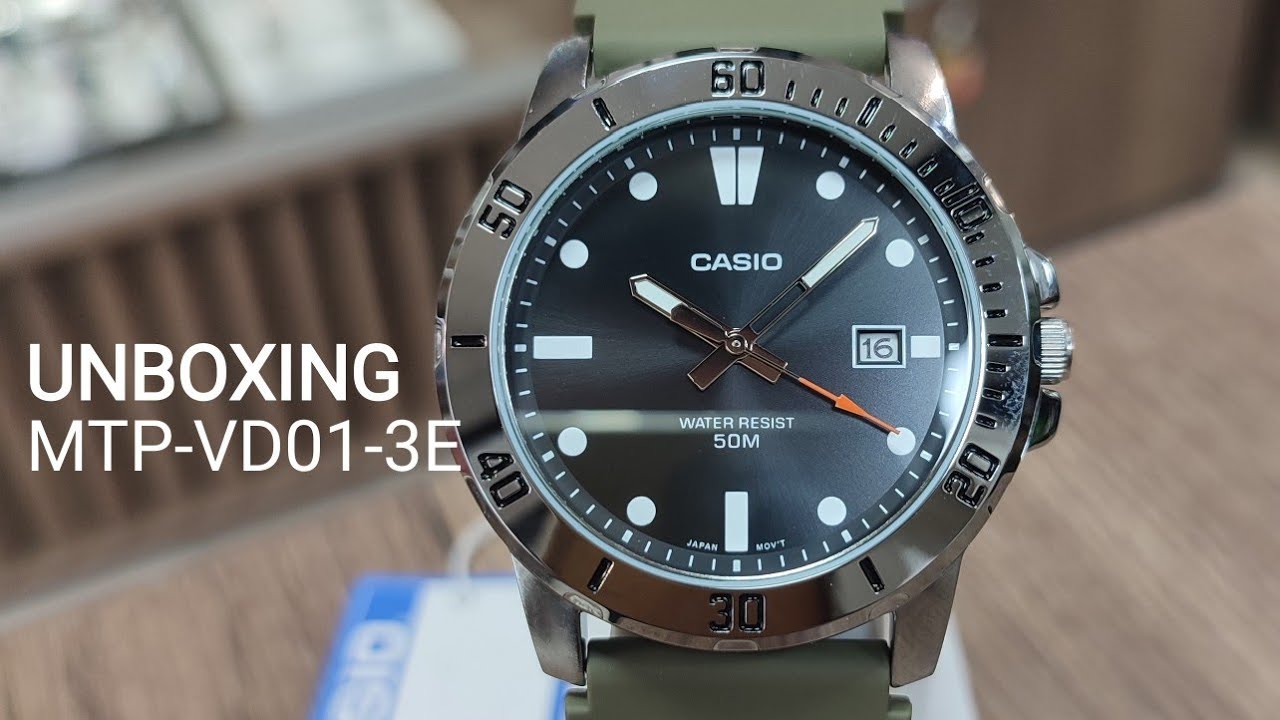 UNBOXING CASIO MTP-VD01-3E | Battery replacement | Crown and Stem removing