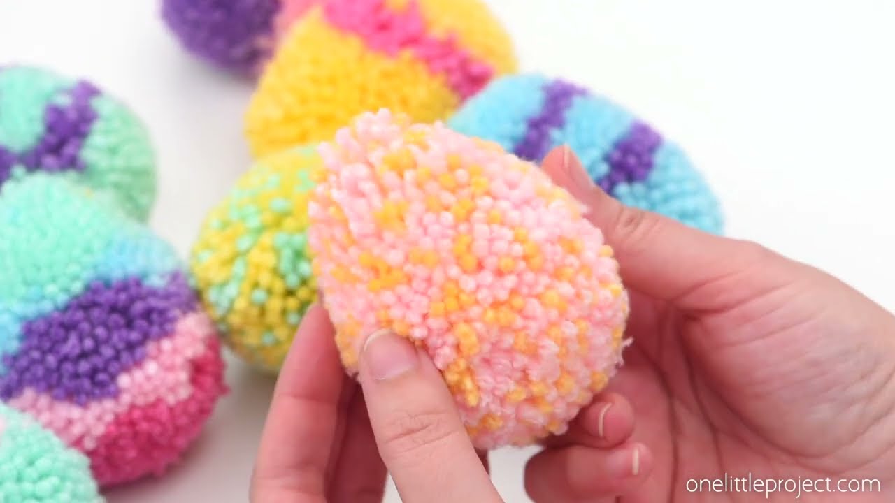 How to Make Yarn Pom Pom Easter Eggs
