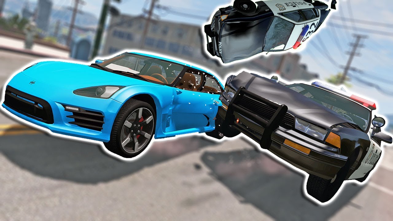 The BIGGEST BeamNG MULTIPLAYER Police Chase EVER! Insane Crashes! - BeamNG MP