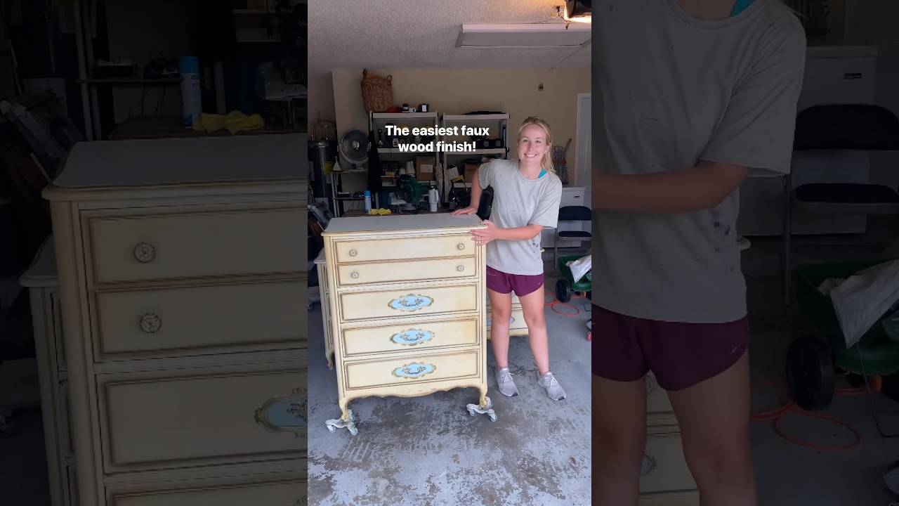 Furniture Flip ASMR - Easy Faux Wood Finish with Retique It! #diy