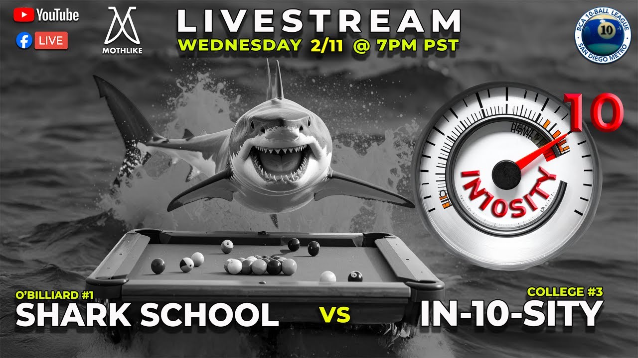 IN-10-SITY v SHARK SCHOOL | BCA 10-Ball League | San Diego Metro | 2-11-26