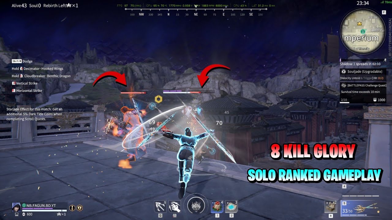 Kylin Zhang😱Hero নিয়ে Solo Ranked Gameplay | 8 Kill Glory Naraka Bladepoint