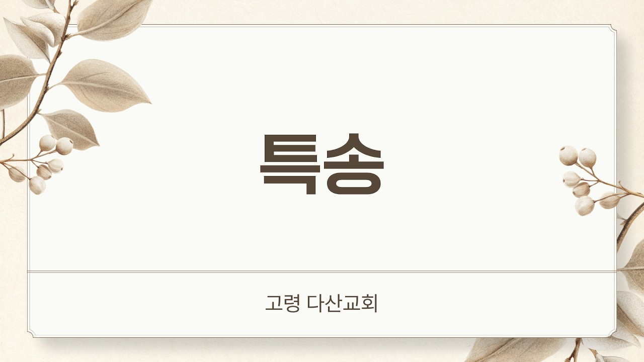 다산교회2026 02 22 청년부 특송(동계수련회 다녀와서)