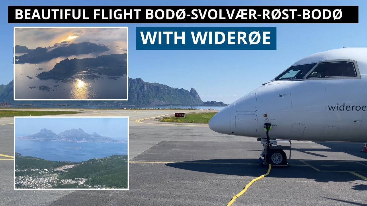 Beautiful flight with Widerøe Dash-8 from Bodø to Svolvær to Røst to Bodø  - July 2022 - 4K