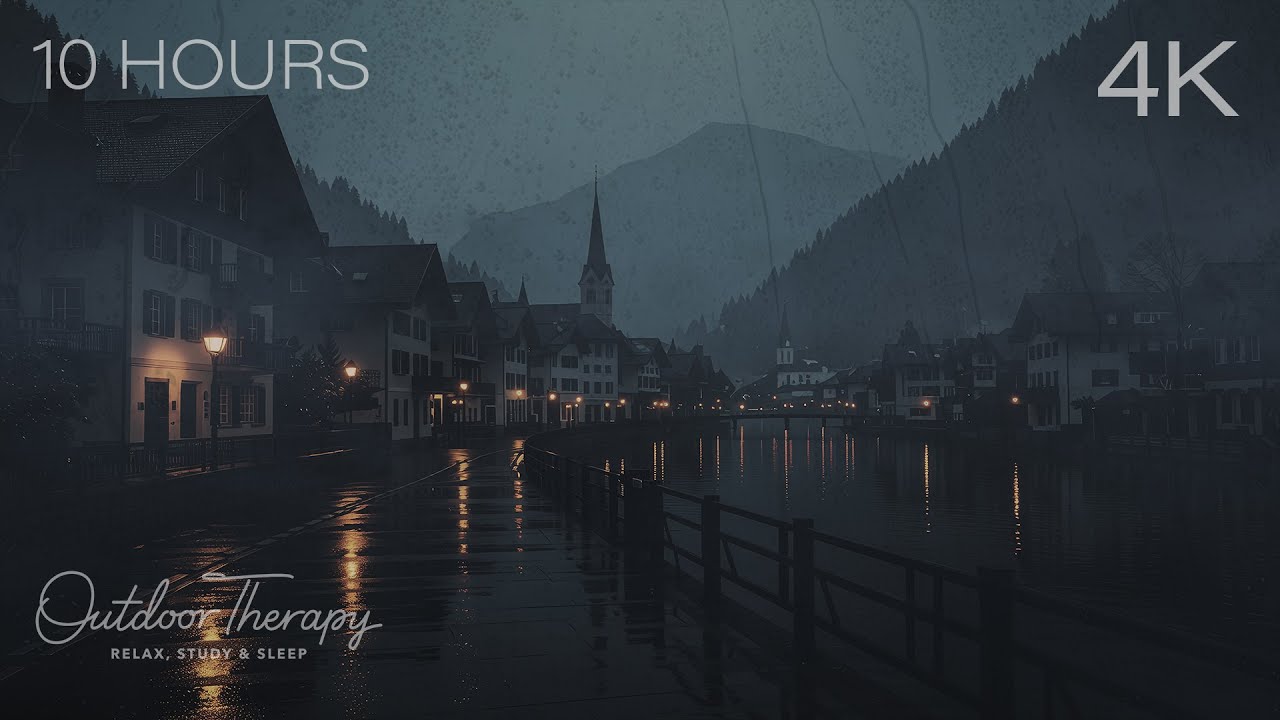 A Stormy Night in Saint Gilgen | Heavy Rain & Deep Rolling Thunder Ambience | RELAX | STUDY | SLEEP