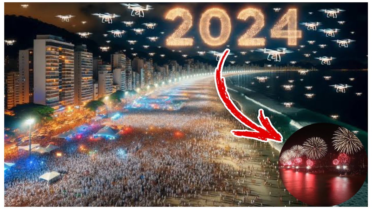 🚀SHOW de 1200 {DRONES} en BALNEÁRIO CAMBORIÚ🇧🇷 (2023)así RECIBIMOS el 2024@Soy Rafucho
