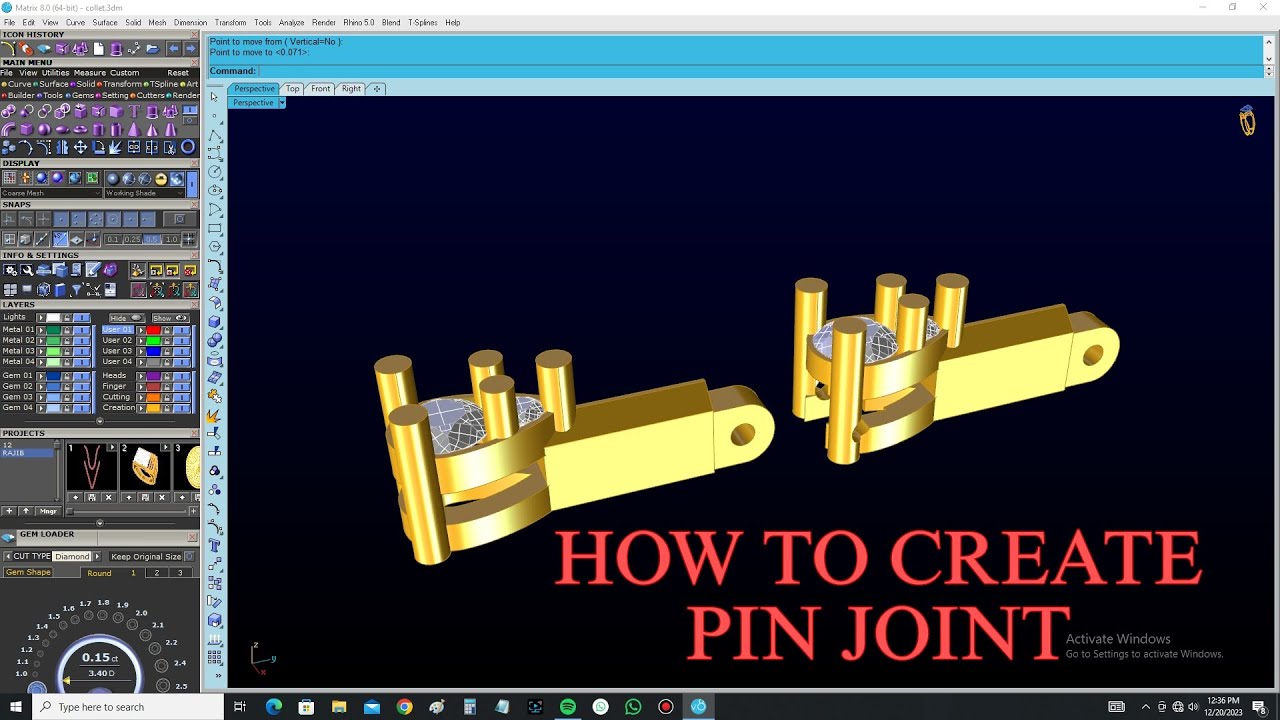 HOW TO MAKE PIN JOINT Matrix Rhino3D Cad