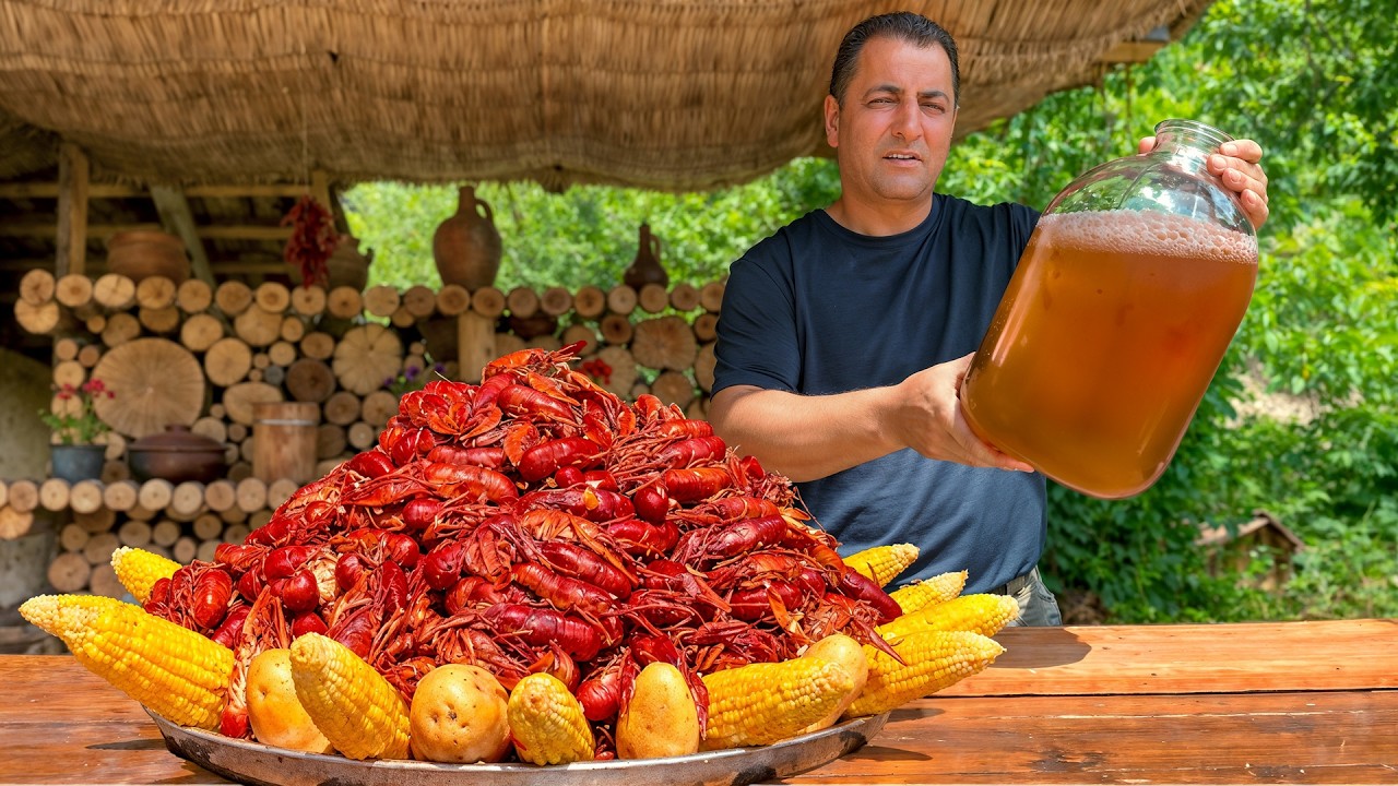 🦞 Melhor Receita de Lagostim Cozido com Kvass Caseiro! Petisco Perfeito à Noite!