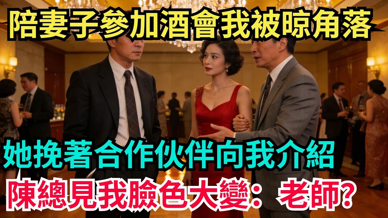 陪妻子參加酒會我被晾在角落。她挽著合作夥伴向我介紹，陳總見我臉色大變：老師？【阿文情感】#男頻小說#故事#情感#都市#小說#爽文
