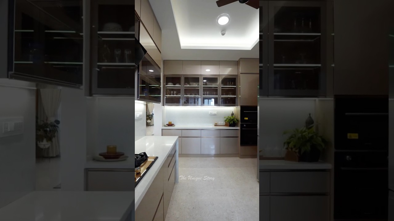 Modern Glass Kitchen with Soft Lighting & Built-in Elegance | The Unique Story