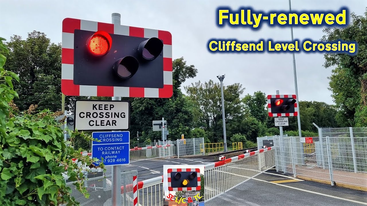 Trains & Lowerings at the fully-renewed Cliffsend Level Crossing, Kent