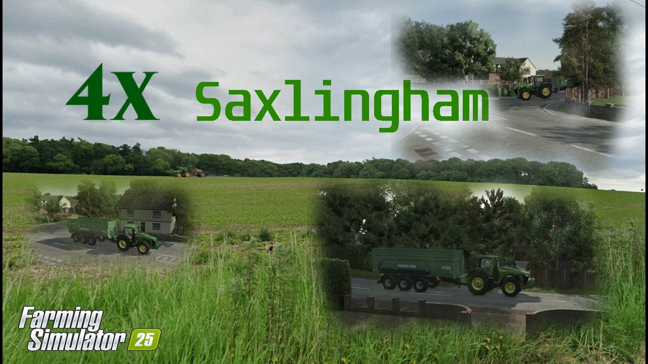 FS25 - 4x Saxlingham - navigating tight  lanes along the West train line in a Lexion 8900