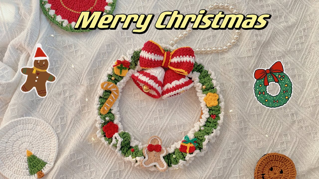 Easy and simple crochet wreath-🎄 Móc vòng nguyệt quế trang trí giáng sinh ❄️ siêu dễ
