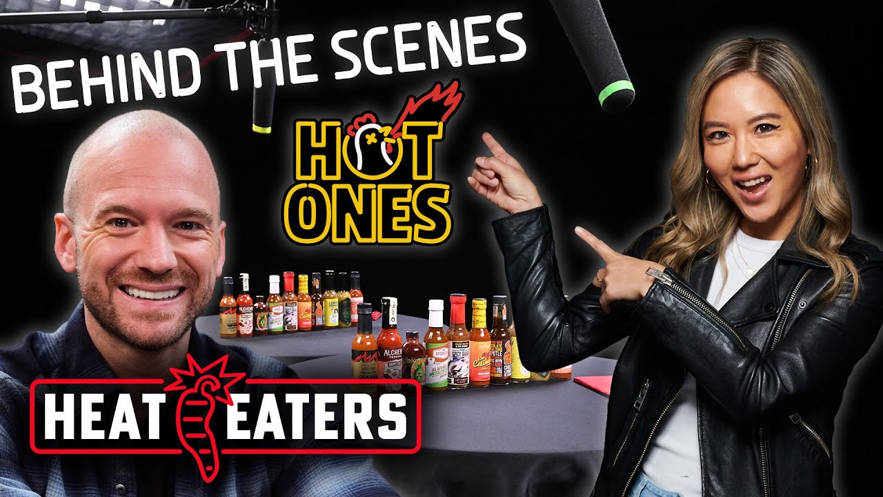 Hot Ones Studio Tour with Sean Evans! + Wing Tutorial & CRAZY Hot Sauce Tasting | Heat Eaters