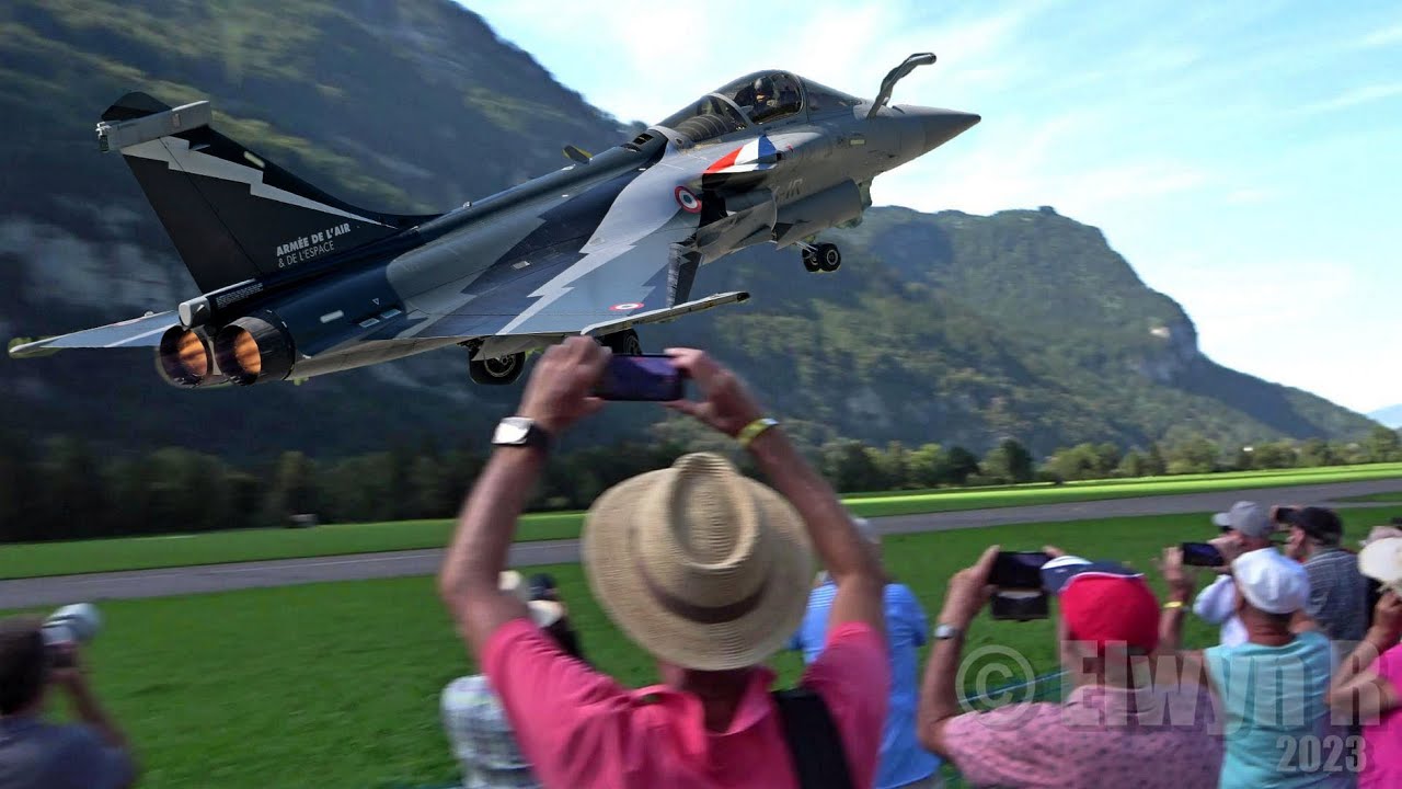 Spectacular Take Offs Stunning Swiss Alps  ZigAirMeet   Flugshow Rafale Typhoon