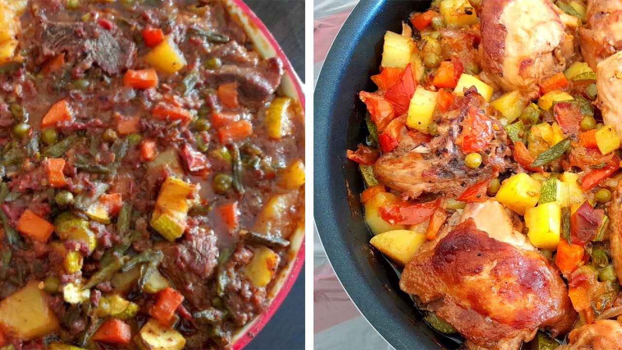 اسهل و اسرع طريقة لطاجن الخضار بالدجاج و طاجن اللحم بالخضار