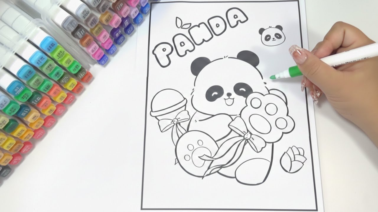 Satisfying Coloring with Markers | Panda Drawing 🐼🎨✨