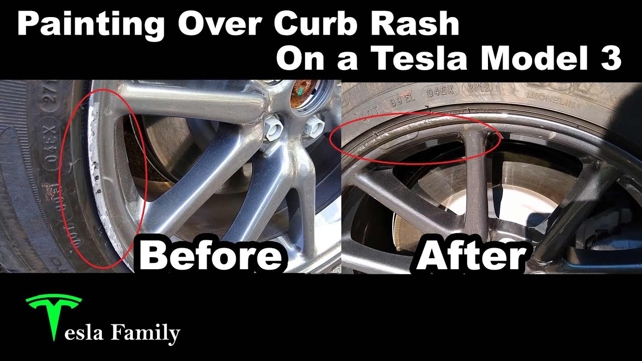 Painting over Curb Rash on a Tesla Model 3 | Dupli-Color Scratch Fix All-in-1 Touch-Up Pen