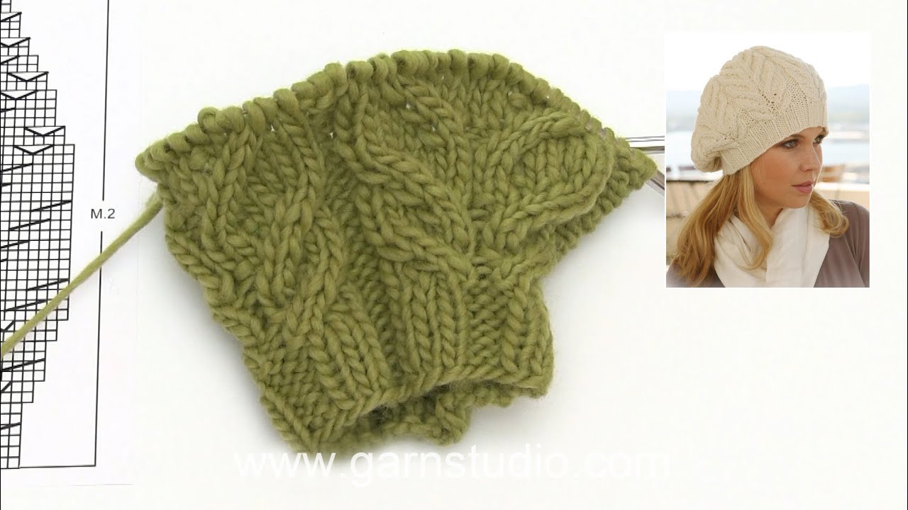 How to knit the basque hat with cables in DROPS 123-20