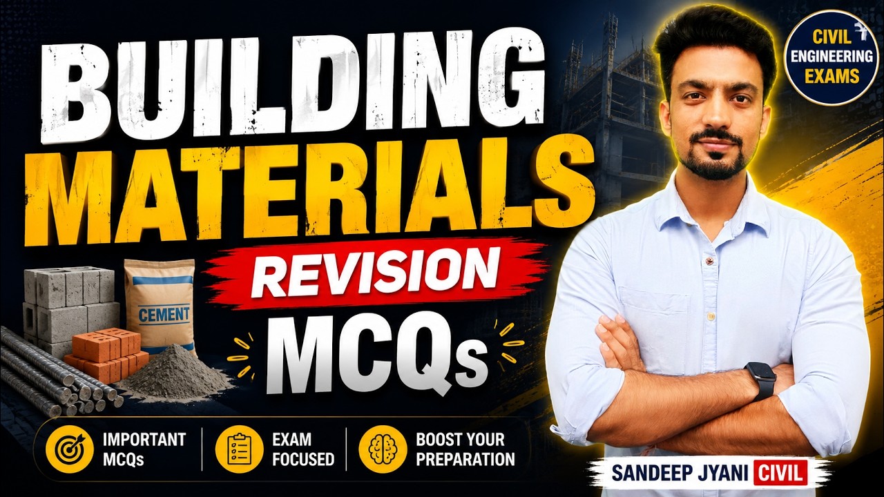 9.00 PM ⚡BUILDING MATERIALS MCQs | RRB JE CBT-2 Civil Engineering #sandeepjyani