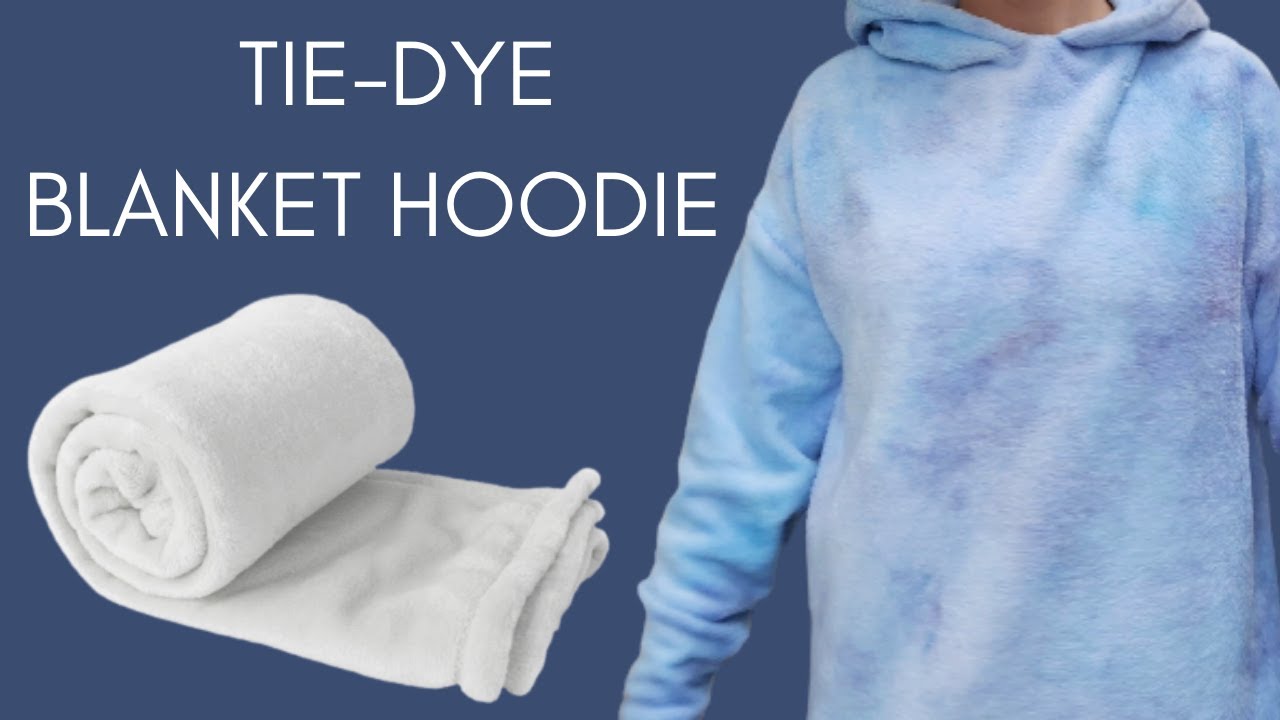 Making a hoodie out of a blanket II Winter TIE-DYE project II NO PATTERN required