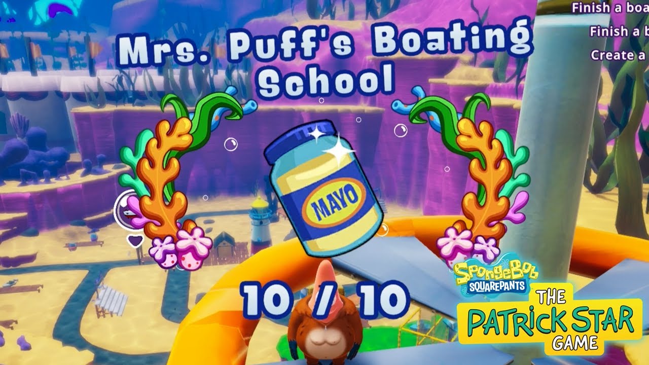 Mrs  Puff's Boating School Mayo Jars - All 10/10 Locations | SpongeBob SquarePants Patrick Star Game
