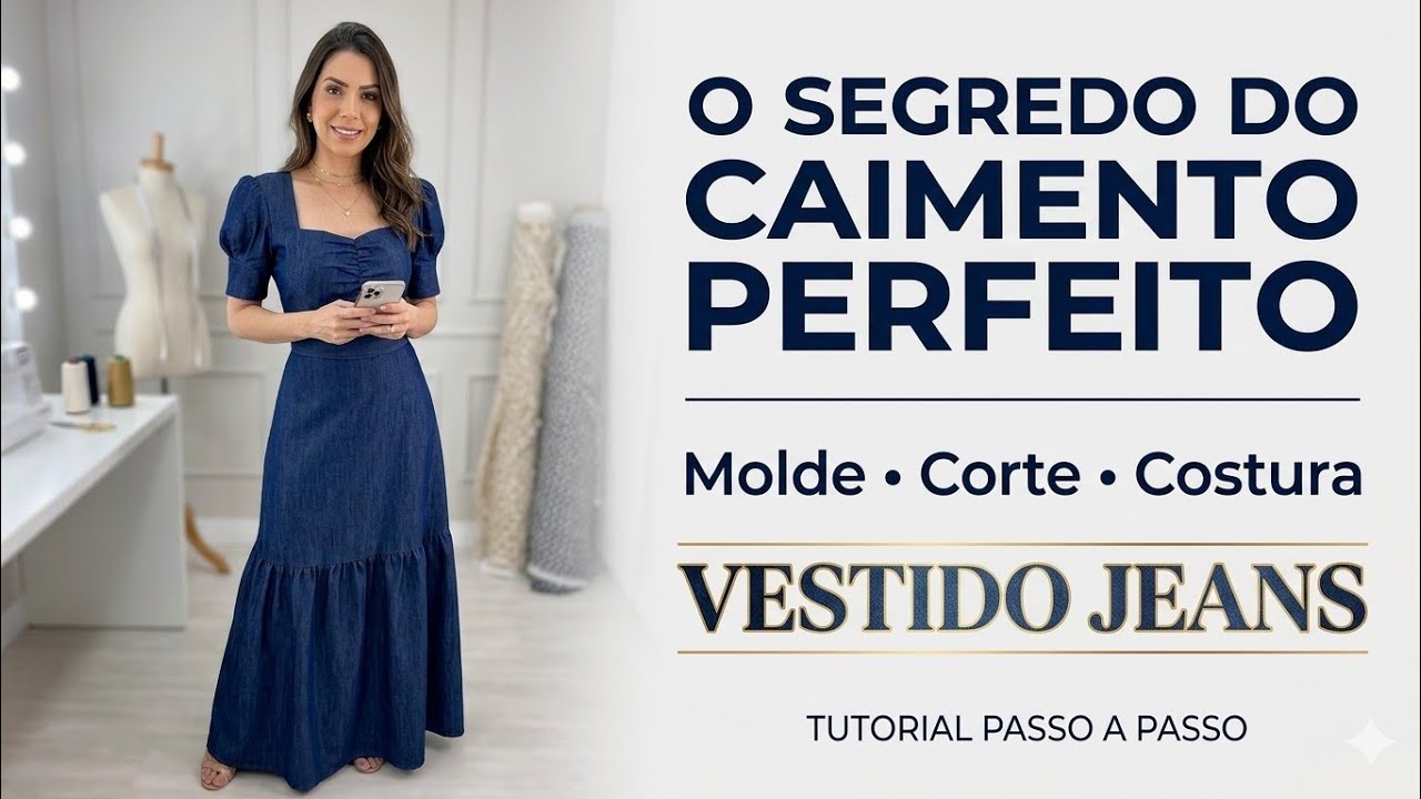 ✅️ DIY Como fazer Vestido Jeans Longo_Costura fácil passo a passo para iniciantes Gisleide Novelo