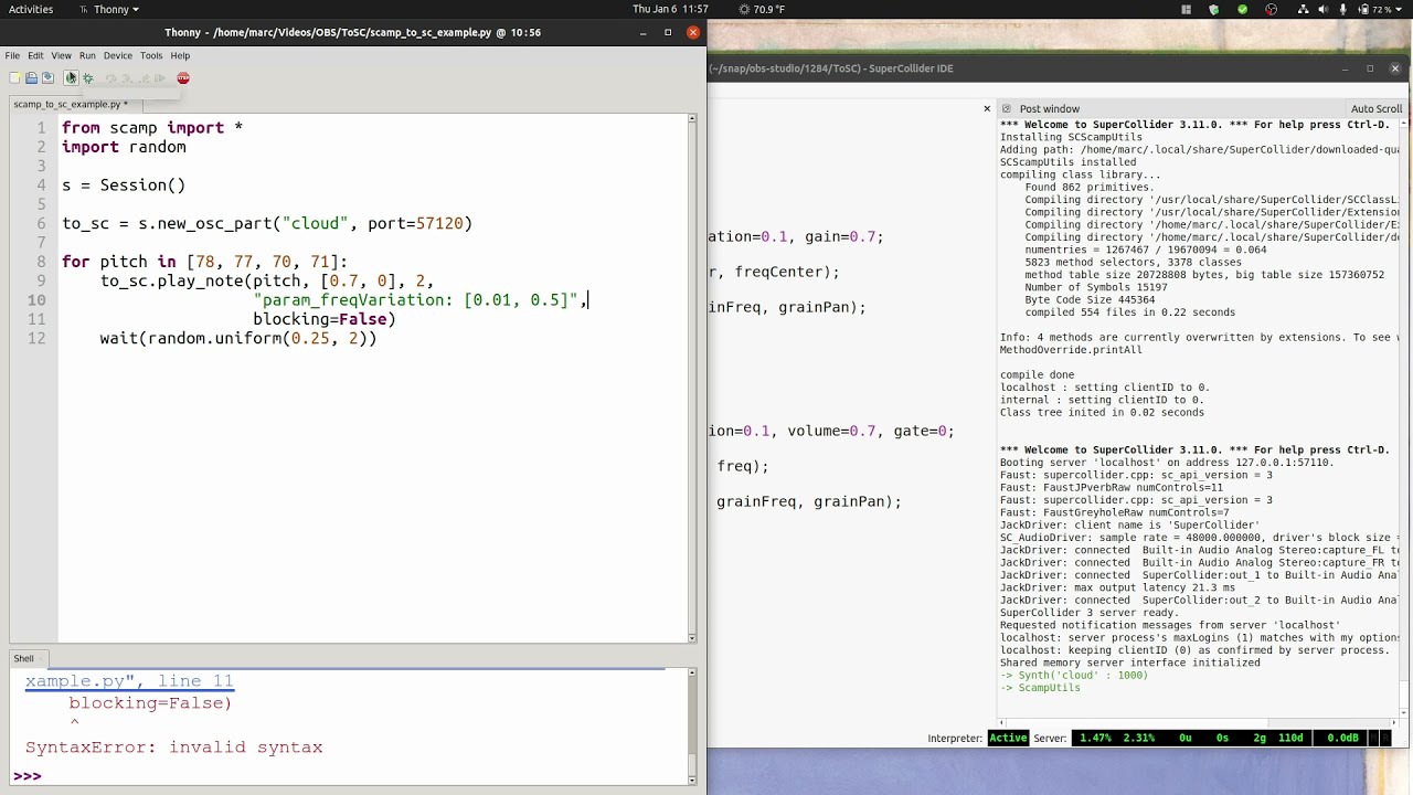 Controlling SuperCollider from Python using SCAMP