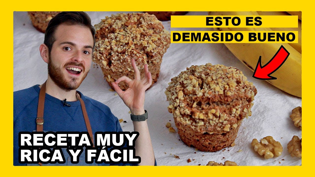 🔶Como hacer MUFFINS de BANANA/PLÁTANO y NUEZ con aceite (receta con harina integral) ¡VEGANOS!
